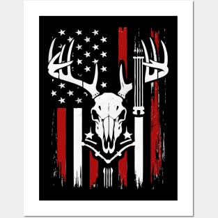 Deer Bow Hunting American Flag Bow Hunter Fathers Day Posters and Art